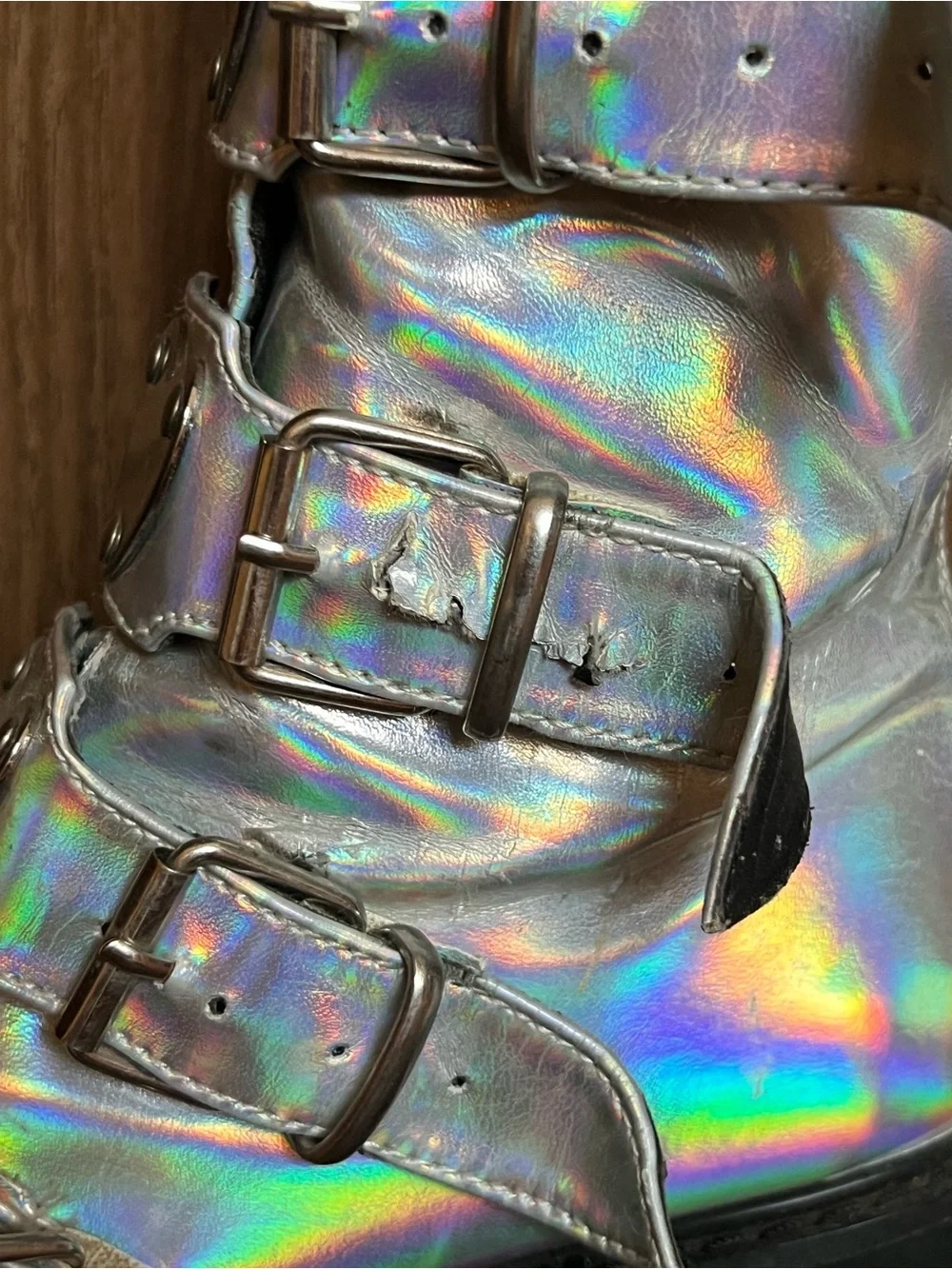 Demonia Swing 230 Holographic Platform Boots